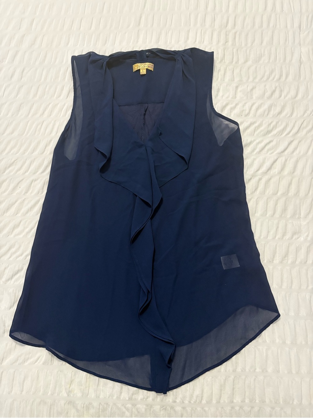 princess vera wang Navy Ruffle Front Sleeveless Camisole